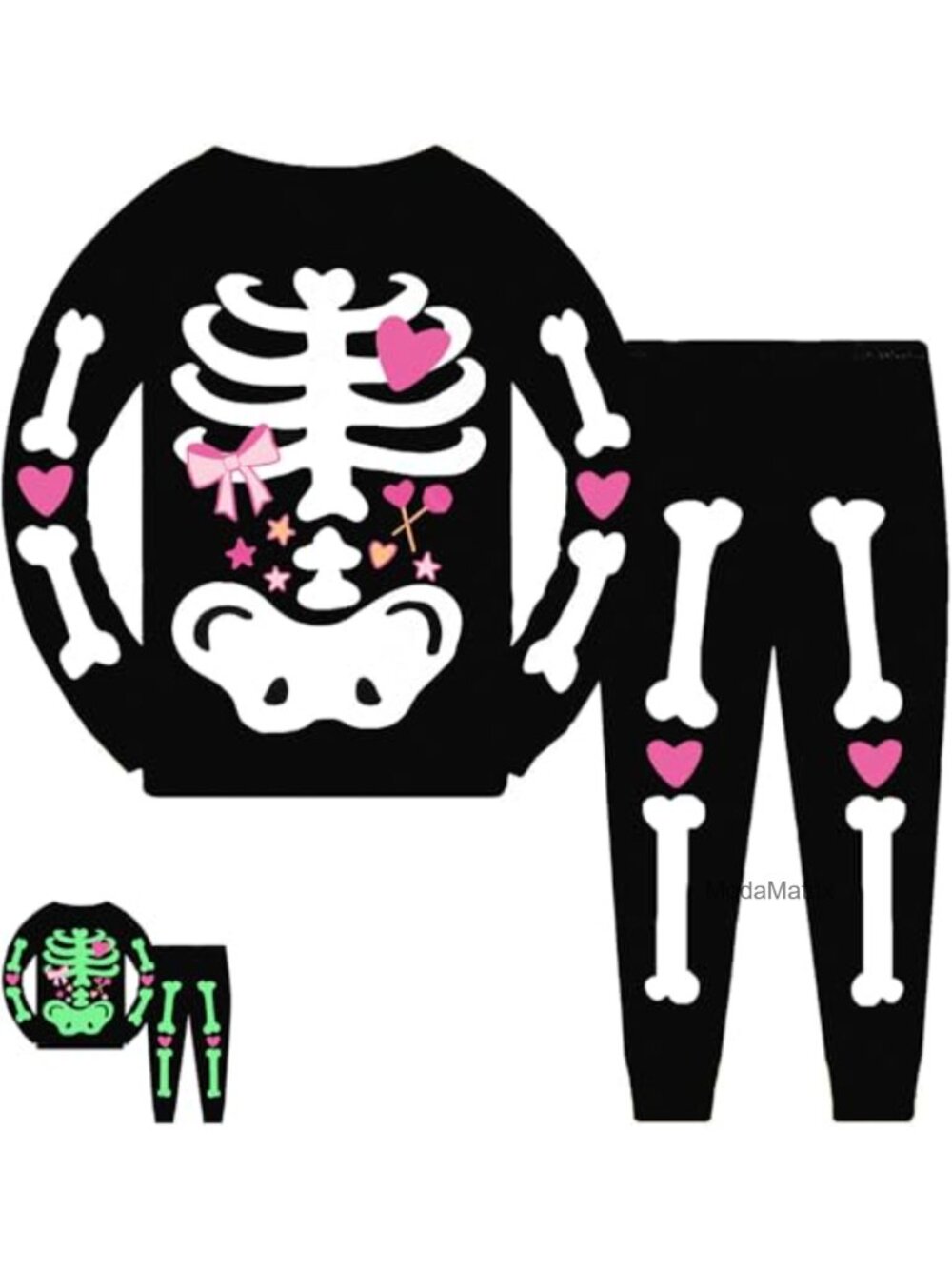Kids Boys Glow in The Dark Skeleton Pajama Set Cotton Sleepwear 2 Piece